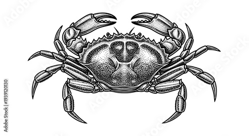 Vintage engraving crab marine seafood animal hand drawn woodcut style ocean creature illustration