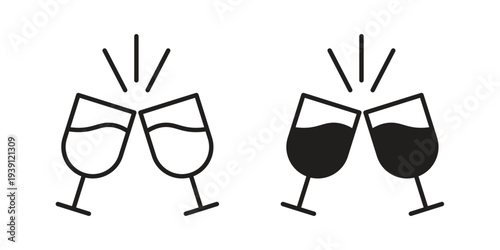 Glass-cheers icon symbol set. Icon design vectors