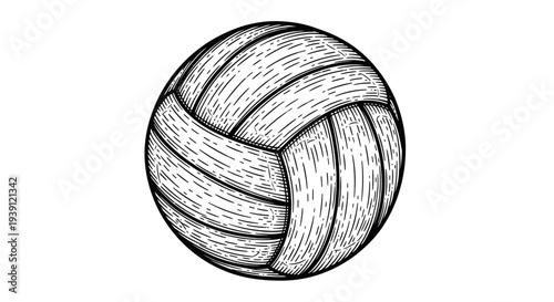 Vintage engraving style volleyball illustration