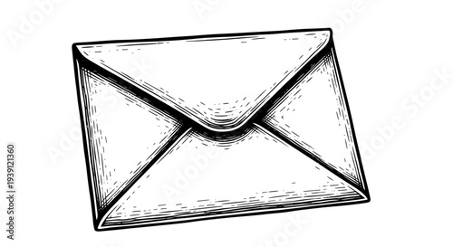 Vintage engraving postal envelope illustration detailed hand drawn classic mail letter icon in retro woodcut engraving style isolated