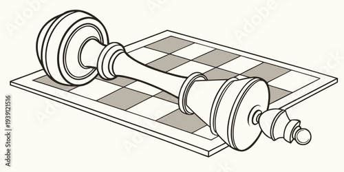 Fallen chess king piece on a chessboard