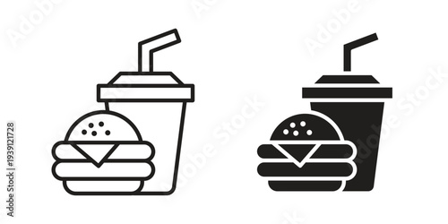 Hamburger soda icon symbol set. Icon design vectors
