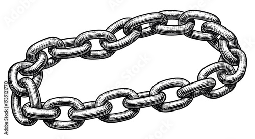 Vintage engraving style metal chain illustration
