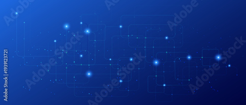 Abstract Blue Technology Background with Glowing Network Lines and Nodes