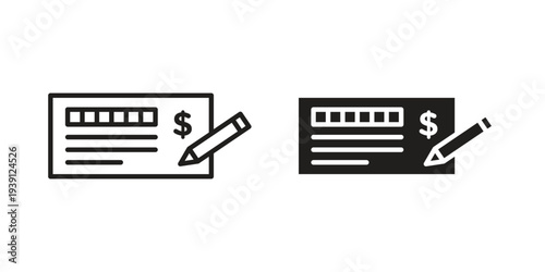 Money check icon symbol set. Icon design vectors