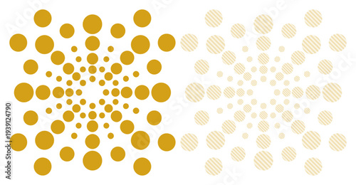 Radiating golden circles forming a hypnotic, abstract pattern on a white background.