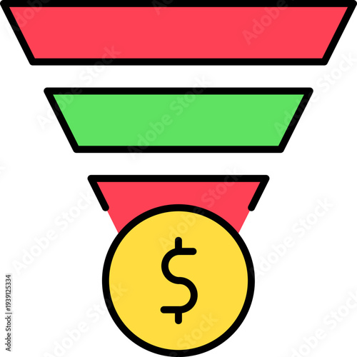 Vector illustration of a medal with a dollar sign, symbolizing financial achievement and award