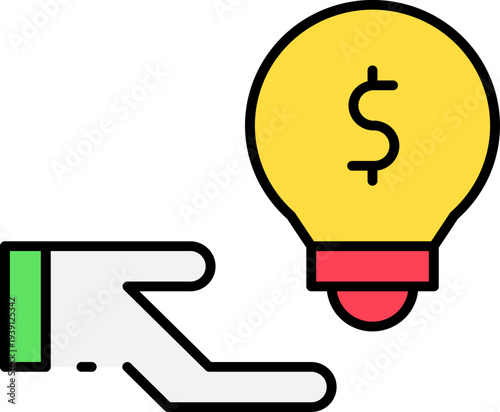 Hand holding a lightbulb with a dollar sign inside, symbolizing financial ideas and investment concepts.