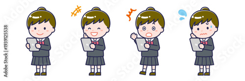 タブレットを使う「学生」の女性