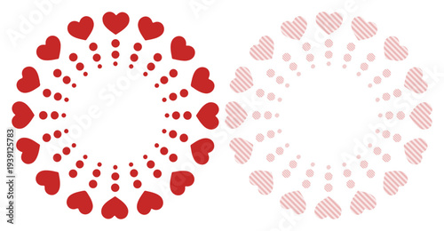 Radiant circular patterns of red and pink hearts symbolizing love and joy