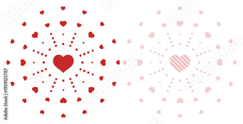 Radiant hearts emanating from a central core, symbolizing love and connection.