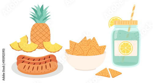 Pineapple Waffles and Orange Juice Breakfast.