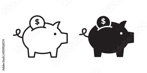 Piggy bank icon symbol set. Icon design vectors