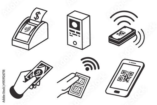 Online Payment Methods Icon Set  Flat Silhouette   (5) SVG Vector Illustration