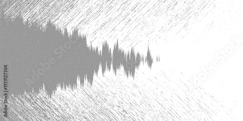 Abstract grey waveform pattern with distressed textured background white