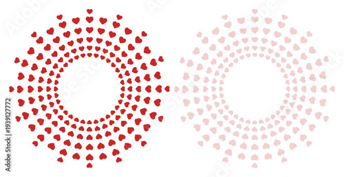 Radiant heart patterns symbolizing love and affection in a circular design.