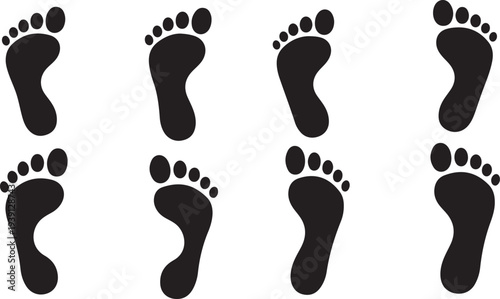 Set of 6 black footprints vector