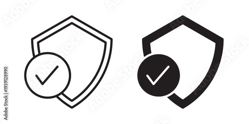 Shield check icon symbol set. Icon design vectors