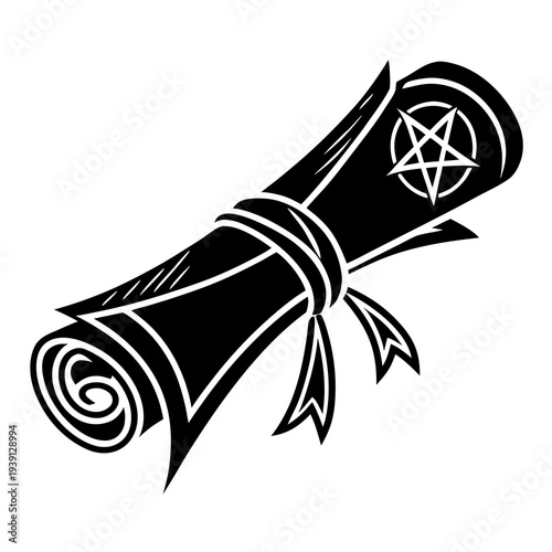Cursed Magic Scroll Rolled Shape  Simple Black Fla (5) SVG Vector Illustration