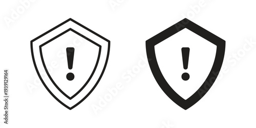 Shield exclamation icon symbol set. Icon design vectors