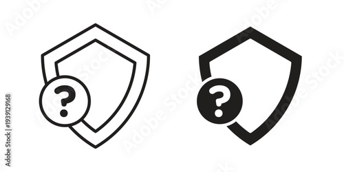 Shield interrogation icon symbol set. Icon design vectors