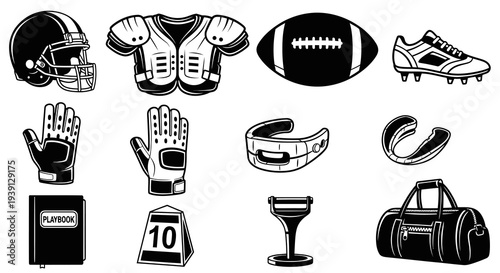 American Football Professional Sports Gear and Equipment Set