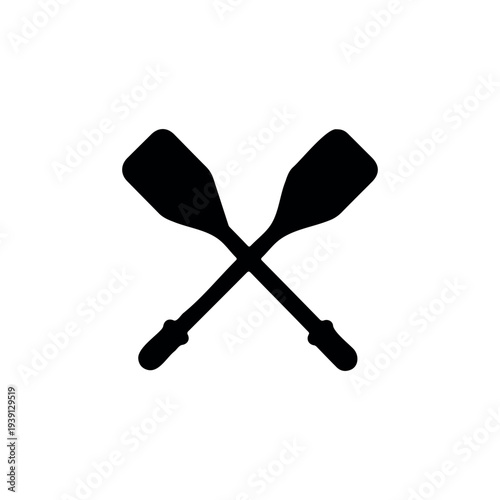Crossed oars silhouette vector flat illustration design.