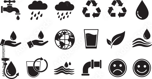 Set of 20 eco friendly and water icons vector