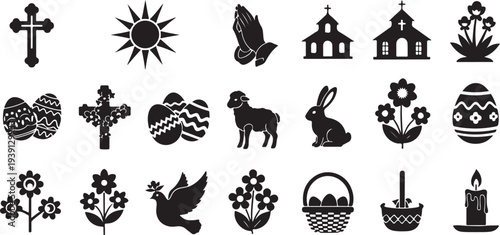 Set of 20 Easter icons vector