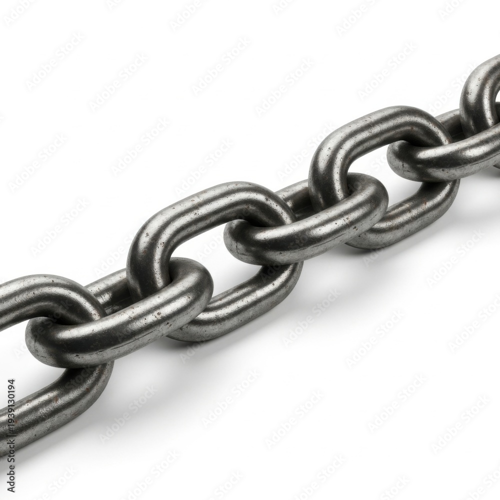 Obraz premium Gray metal chain links on white background gray chain 1