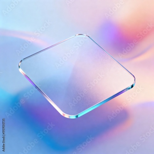 Glassmorphism Sheet Floating on Colorful Gradient Background with Soft Lighting, high resolution professional stock image with cinematic lighting balanced composition and versatile commercial us siyam