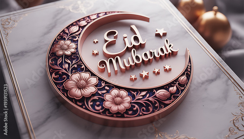 Eid al-Adha mubarak greeting card, 3D rendering