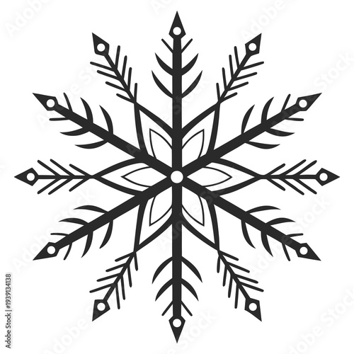  Black Snowflake Geometric Icon  Symmetrical Minim (1) SVG Vector Illustration