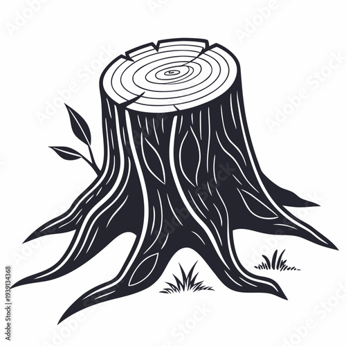  Black Tree Stump Icon With Growth Rings  Minimal  (1) SVG Vector Illustration