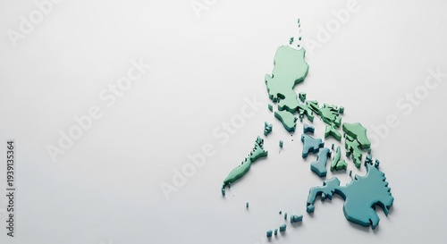 3D Map Illustration of the Philippine Archipelago Islands