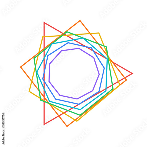 Abstract geometric colorful polygon frame on white background