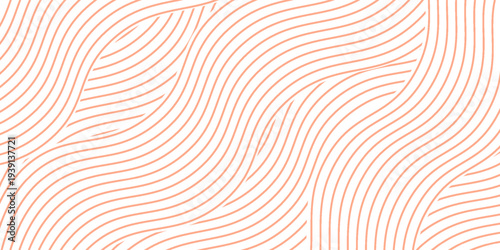 Abstract Rose Gold Wavy Lines Pattern on White Background. vector illustration