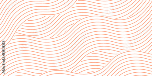 Abstract Rose Gold Wavy Lines Pattern on White Background. vector illustration