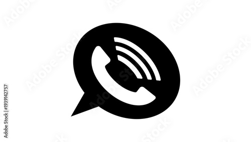 calling phone in cloud, black isolated silhouette