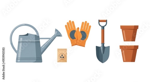 Gardening tools collection isolated on white background for design element