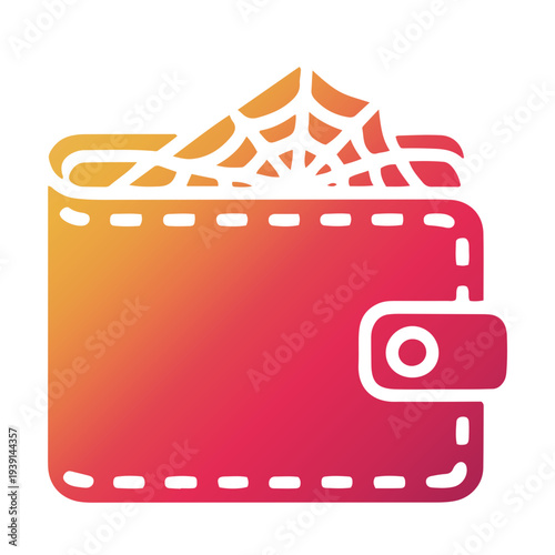 Illustration of a red wallet overflowing with banknotes on a flat surface viewed from directly above