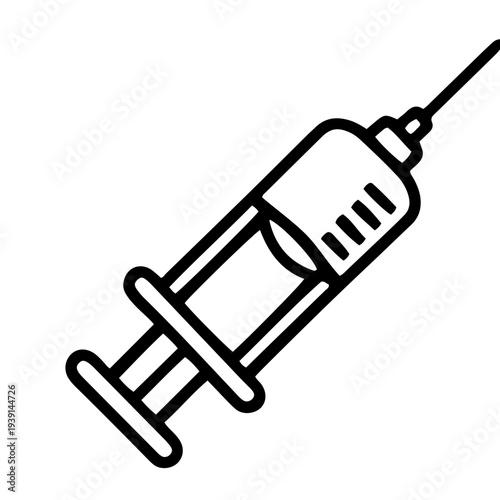 Medical syringe illustration on a plain background viewed from an angle