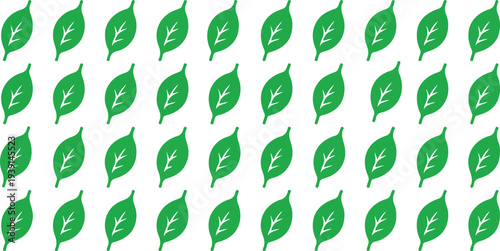 Green leaf pattern background with repetitive organic foliage elements