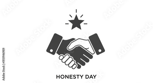 Handshake with star symbolizing honesty and trust on honesty day
