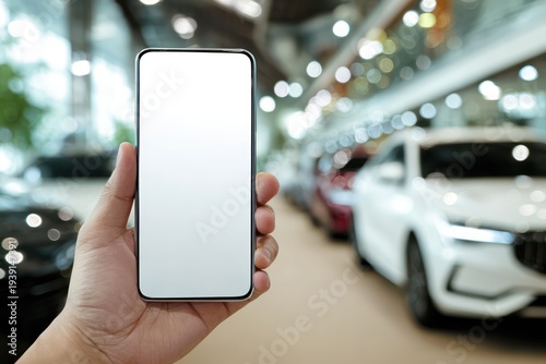 Car Dealership App on Blank Phone