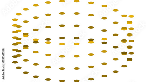 Abstract Sphere Made of Golden Dots on White Background