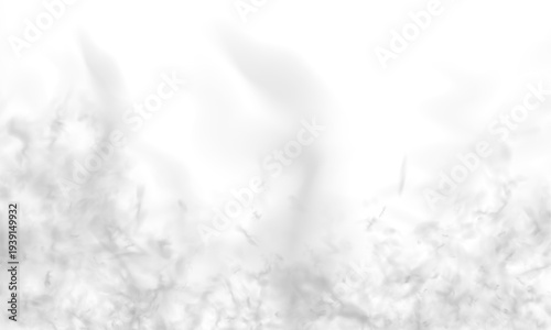 Storm clouds, thunder moves across fog, vapor. Grey smoke spreads in smoky waves with mist, steam drifting. Realistic atmospheric phenomena appear with fire burning flame light. PNG vector. 