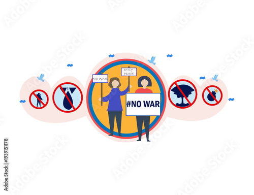 No war campaign concept illustration isolated on transparent background
