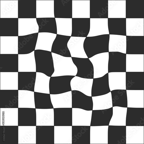 Abstract Wavy Checkerboard Pattern Distorted Grid