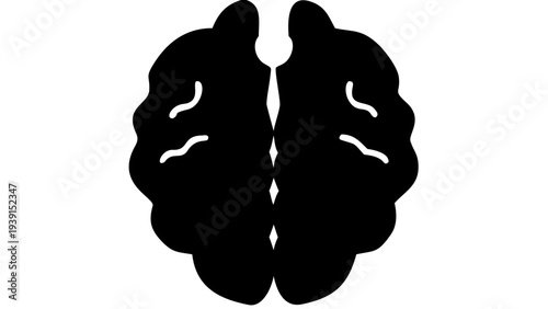 Human Brain Black Silhouette PNG, Nervous System Organ Icon
